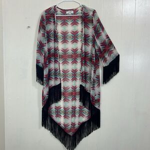 Umgee Women's Kimono Size M Lightweight Multicolored Open Front Boho.